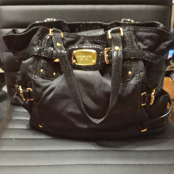 Michael Kors Black Shoulder Bag with Gold Accents - Picture 1 of 1